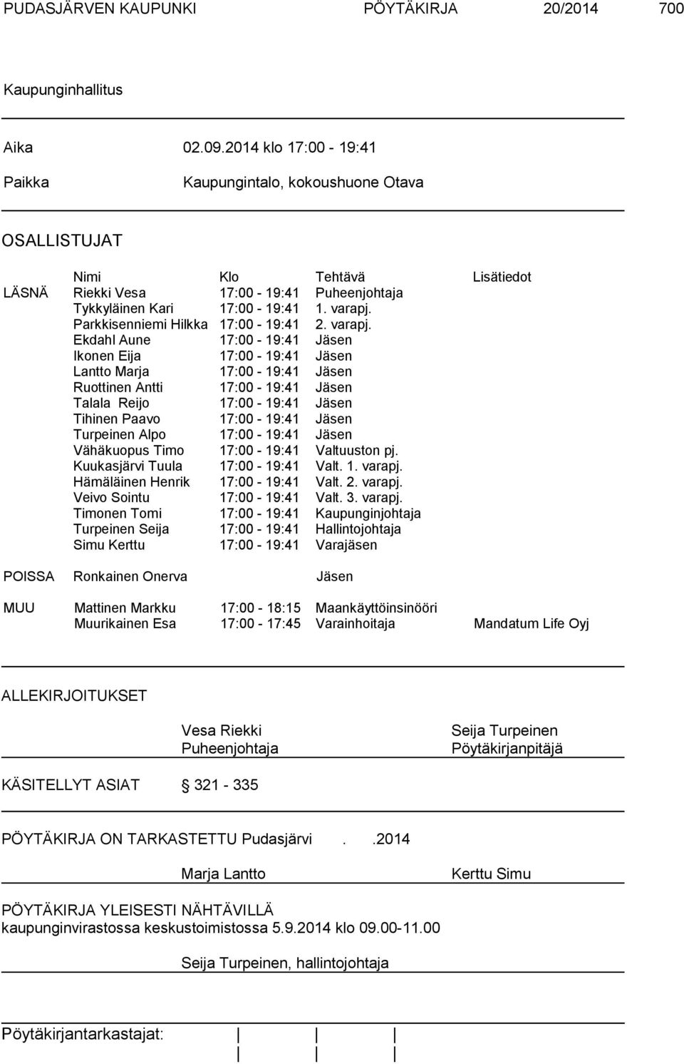 Parkkisenniemi Hilkka 17:00-19:41 2. varapj.