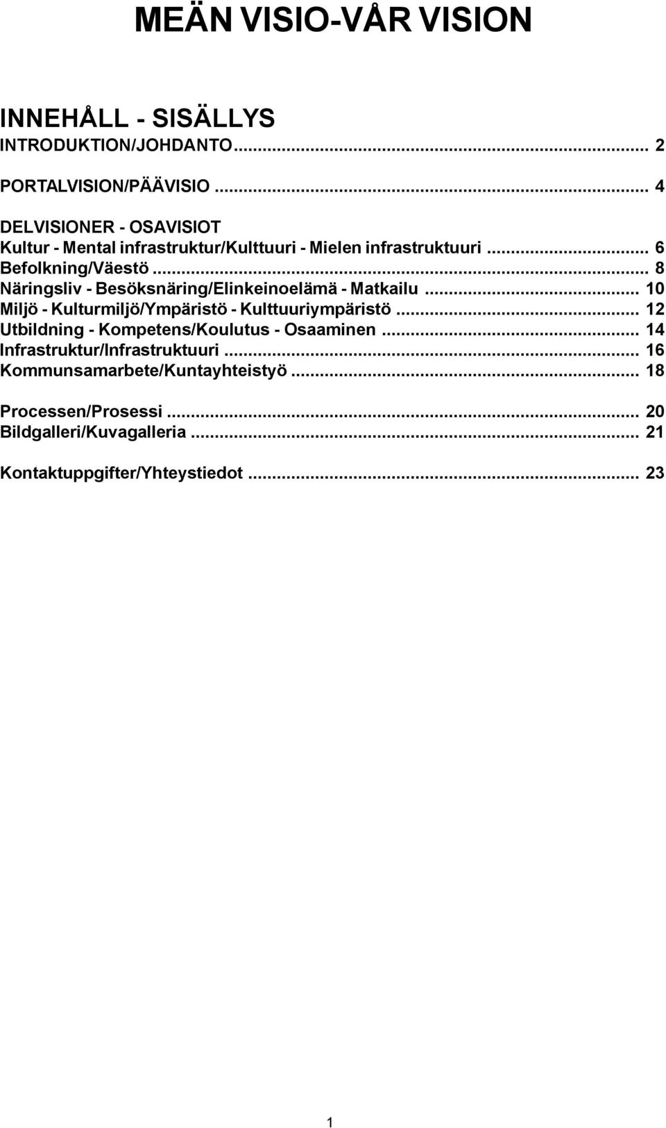 .. 8 Näringsliv - Besöksnäring/Elinkeinoelämä - Matkailu... 10 Miljö - Kulturmiljö/Ympäristö - Kulttuuriympäristö.