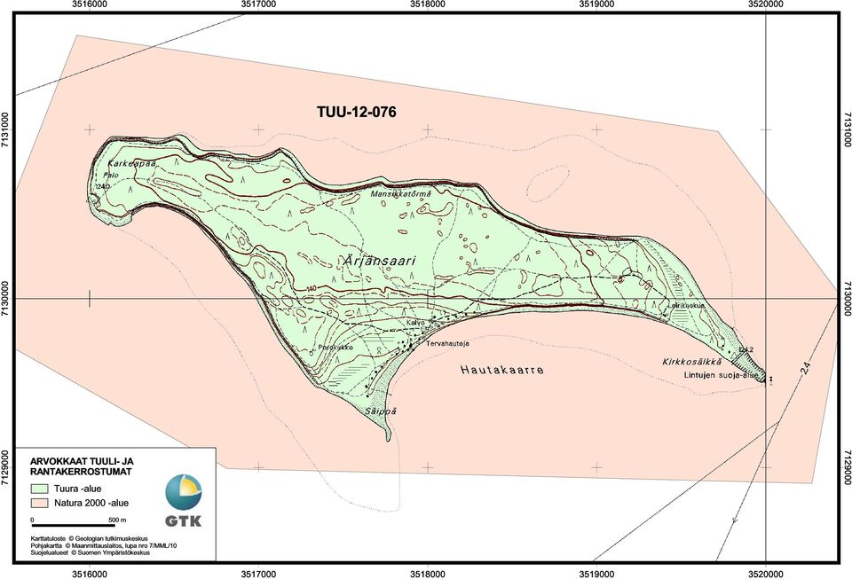 7129000 Karttatuloste Geologian tutkimuskeskus Pohjakartta Maanmittauslaitos, lupa