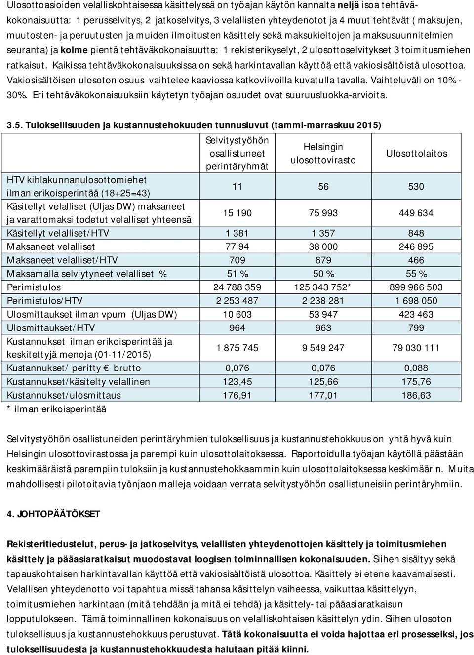 3 toimitusmiehen ratkaisut. Kaikissa tehtäväkokonaisuuksissa on sekä harkintavallan käyttöä että vakiosisältöistä ulosottoa.