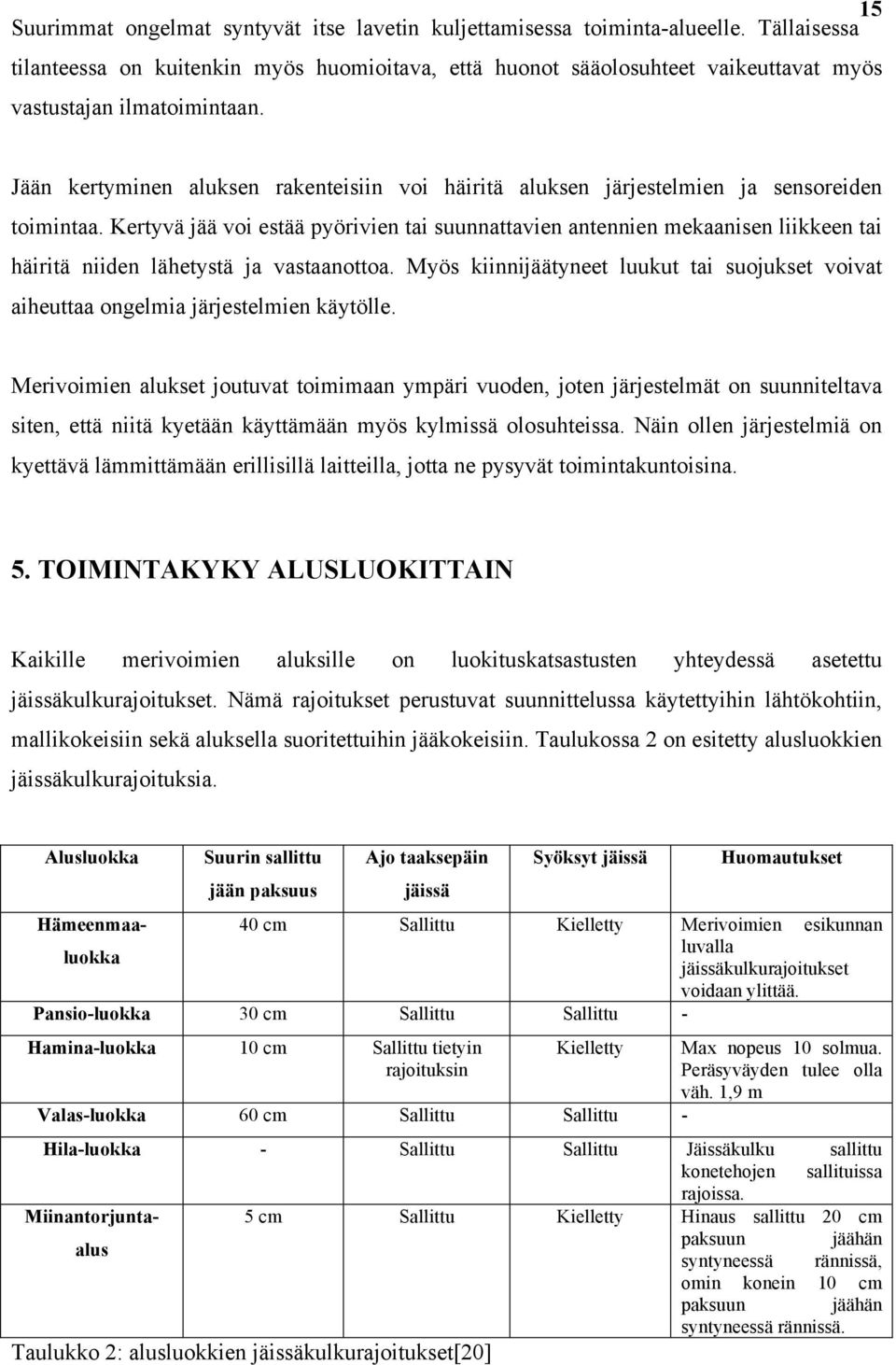 Jään kertyminen aluksen rakenteisiin voi häiritä aluksen järjestelmien ja sensoreiden toimintaa.
