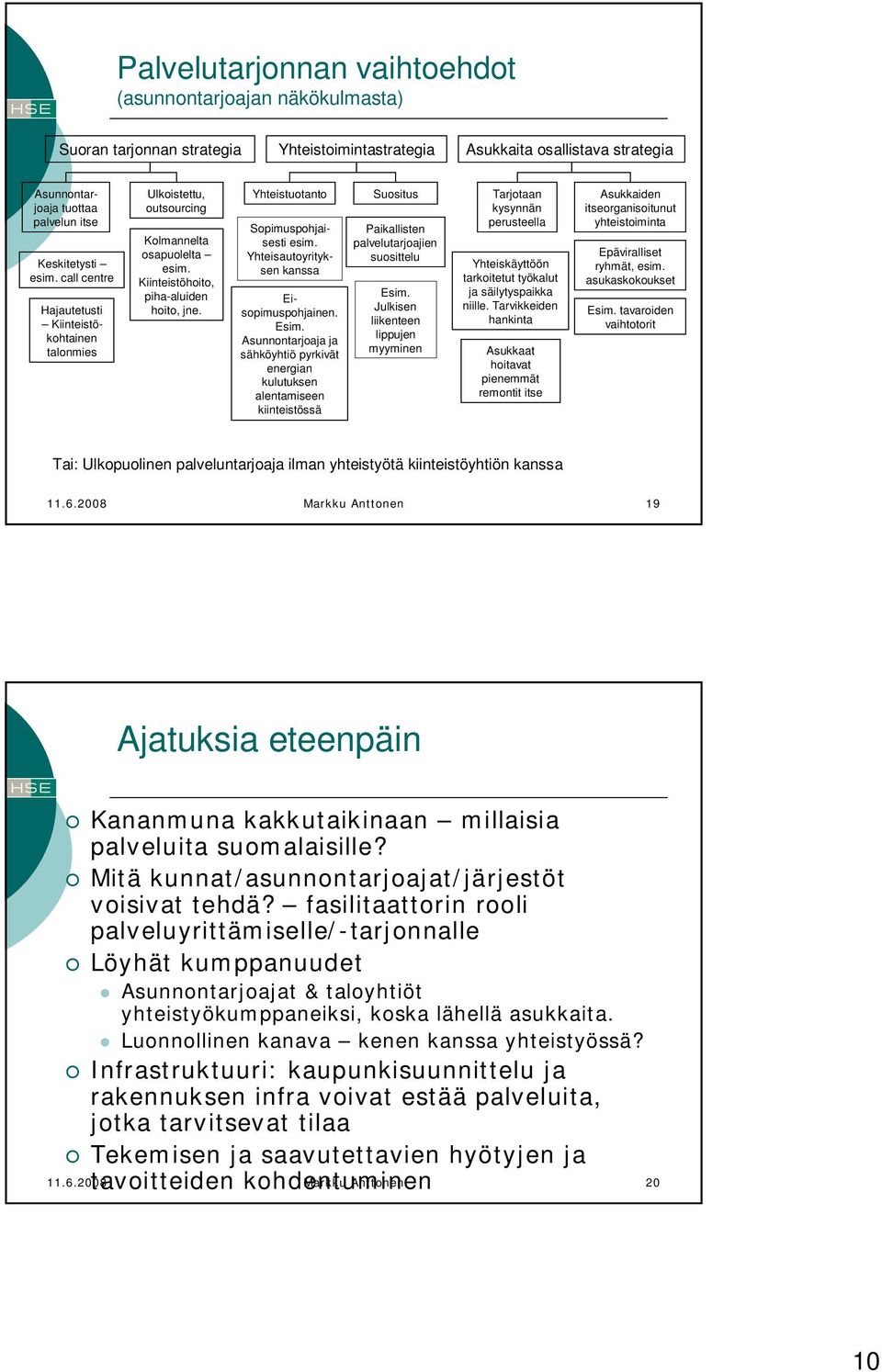 Yhteistuotanto Suositus Tarjotaan kysynnän perusteella Sopimuspohjaisesti esim. Yhteisautoyrityksen kanssa Eisopimuspohjainen. Esim.