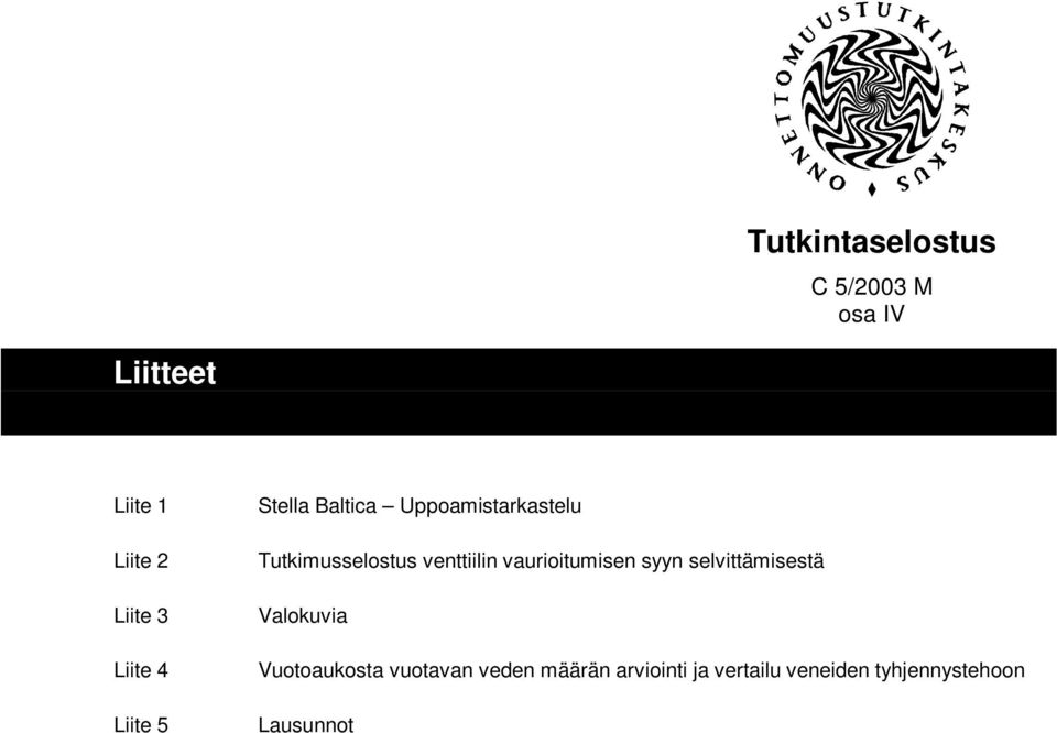 venttiilin vaurioitumisen syyn selvittämisestä Valokuvia Vuotoaukosta