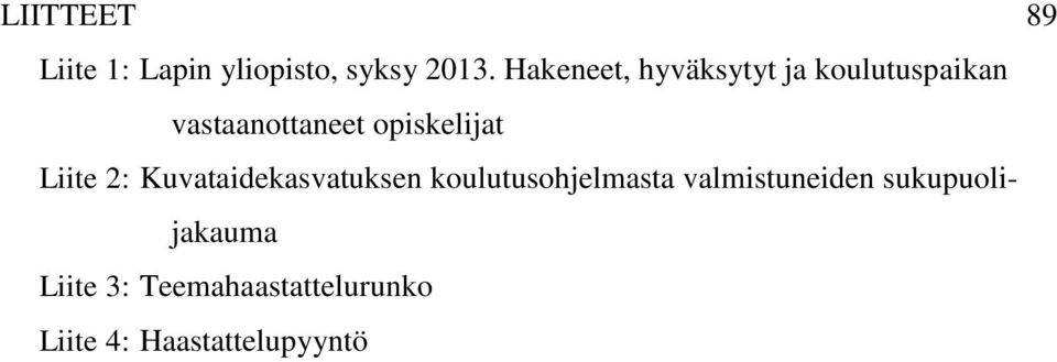 opiskelijat Liite 2: Kuvataidekasvatuksen koulutusohjelmasta