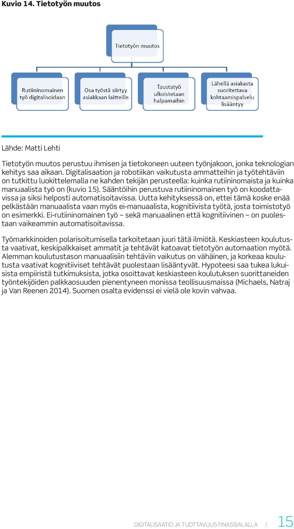 Sääntöihin perustuva rutiininomainen työ on koodattavissa ja siksi helposti automatisoitavissa.