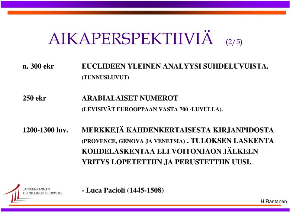 1200-1300 luv. MERKKEJÄ KAHDENKERTAISESTA KIRJANPIDOSTA (PROVENCE, GENOVA JA VENETSIA).