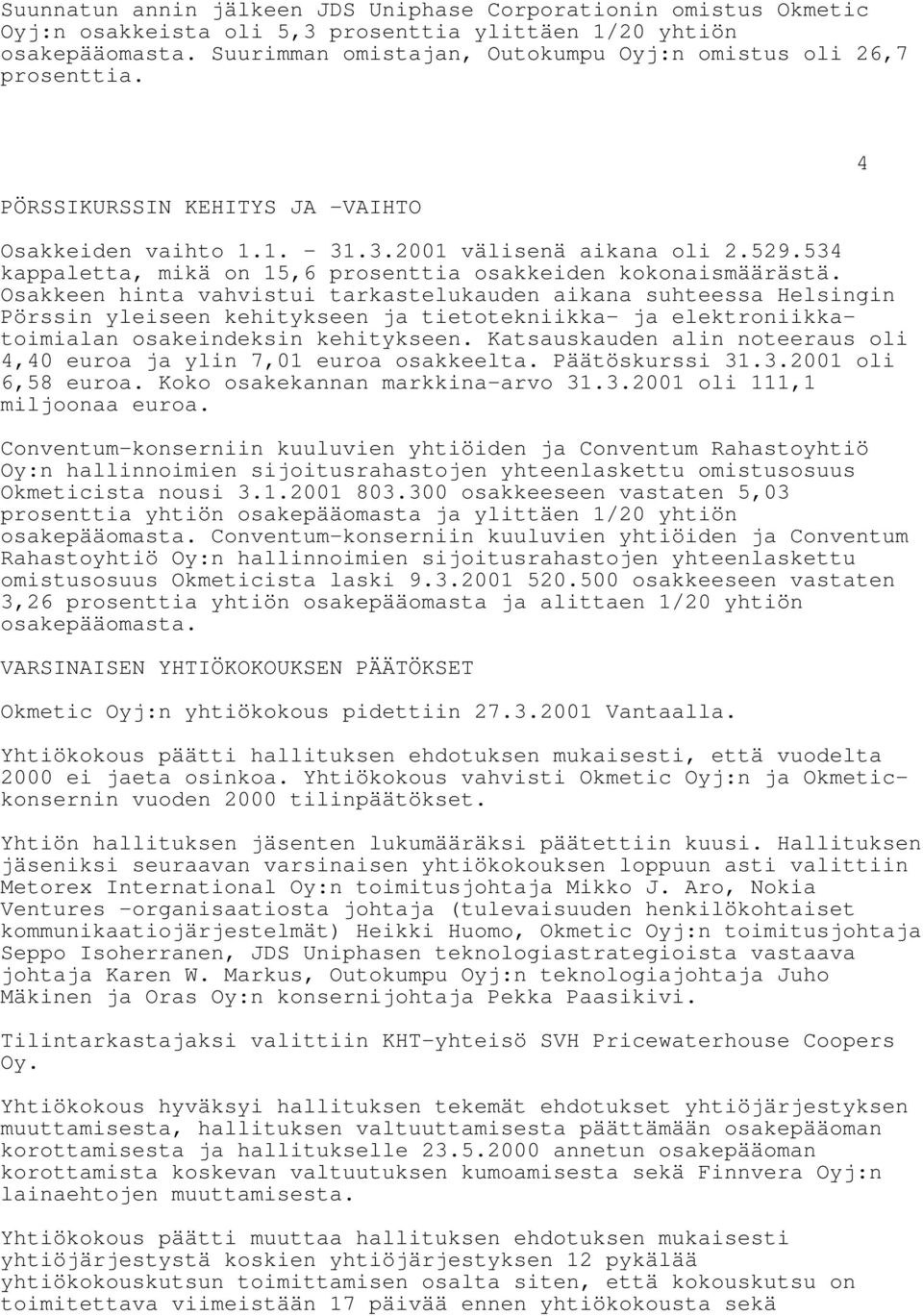 534 kappaletta, mikä on 15,6 prosenttia osakkeiden kokonaismäärästä.