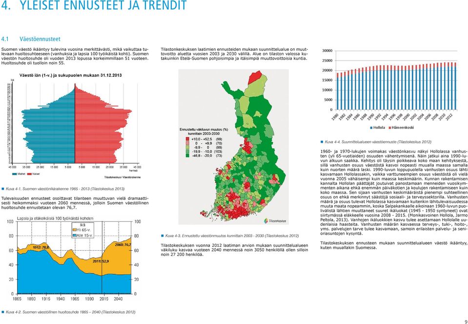 Tilastonkeskuksen laatimien ennusteiden mukaan suunnittelualue on muuttovoitto aluetta vuosien 2003 ja 2030 välillä.