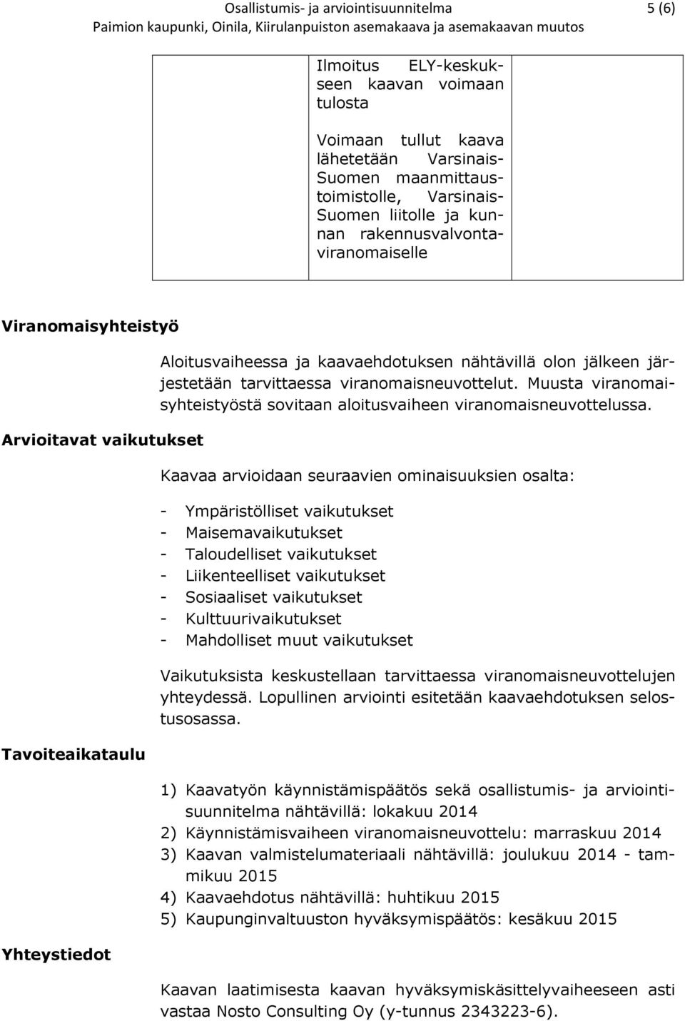 Aloitusvaiheessa ja kaavaehdotuksen nähtävillä olon jälkeen järjestetään tarvittaessa viranomaisneuvottelut. Muusta viranomaisyhteistyöstä sovitaan aloitusvaiheen viranomaisneuvottelussa.