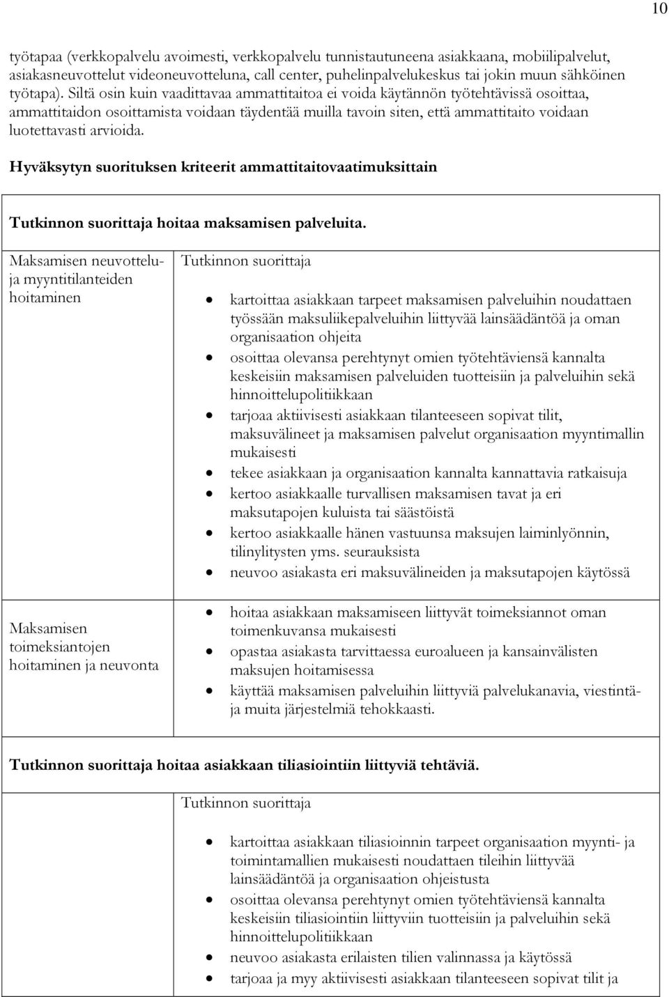 Siltä osin kuin vaadittavaa ammattitaitoa ei voida käytännön työtehtävissä osoittaa, ammattitaidon osoittamista voidaan täydentää muilla tavoin siten, että ammattitaito voidaan luotettavasti arvioida.