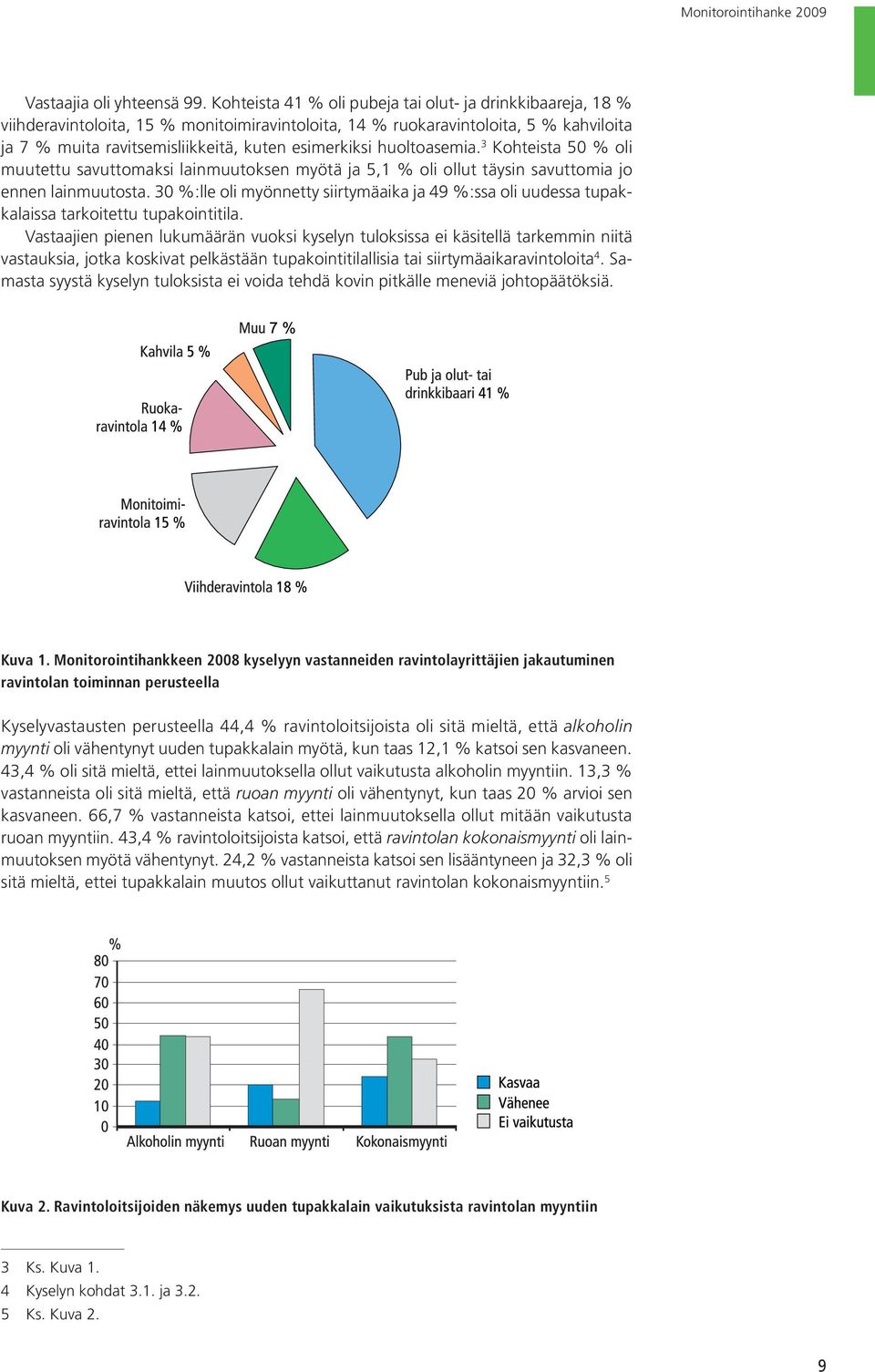 huoltoasemia. 3 Kohteista 50 % oli muutettu savuttomaksi lainmuutoksen myötä ja 5,1 % oli ollut täysin savuttomia jo ennen lainmuutosta.