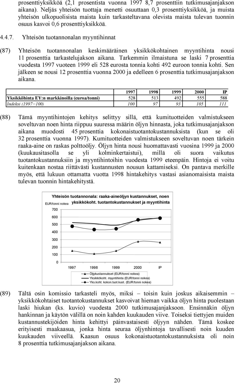 Yhteisön tuotannonalan myyntihinnat (87) Yhteisön tuotannonalan keskimääräinen yksikkökohtainen myyntihinta nousi 11 prosenttia tarkastelujakson aikana.