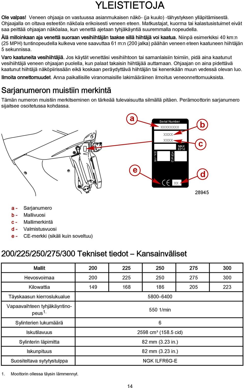 Älä milloinkaan aja venettä suoraan vesihiihtäjän taakse sillä hiihtäjä voi kaatua.