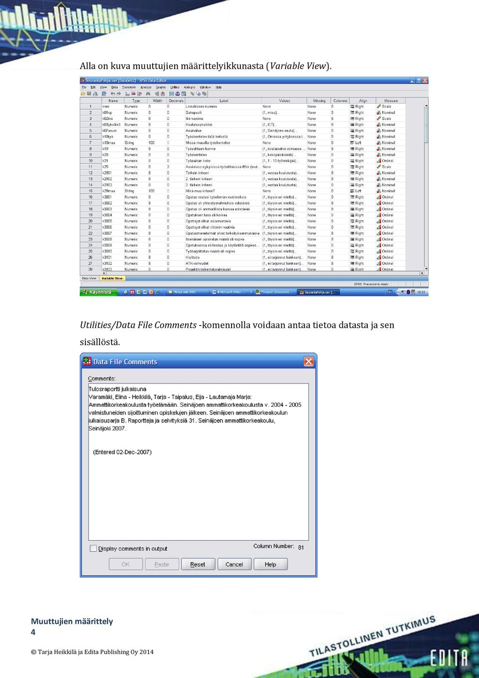 Utilities/Data File Comments