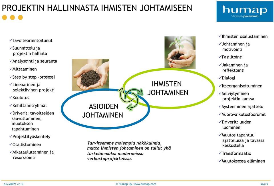 tapahtuminen ASIOIDEN JOHTAMINEN Aikatauluttaminen ja resurssointi 6.6.2007; v.1.