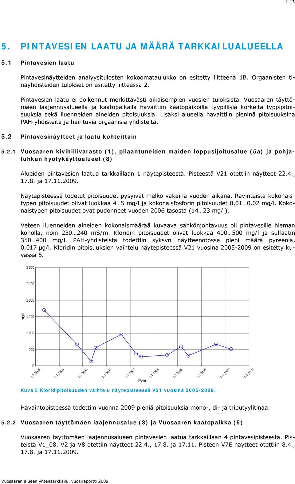 Vuosaaren täyttömäen laajennusalueella ja kaatopaikalla havaittiin kaatopaikoille tyypillisiä korkeita typpipitoisuuksia sekä liuenneiden aineiden pitoisuuksia.