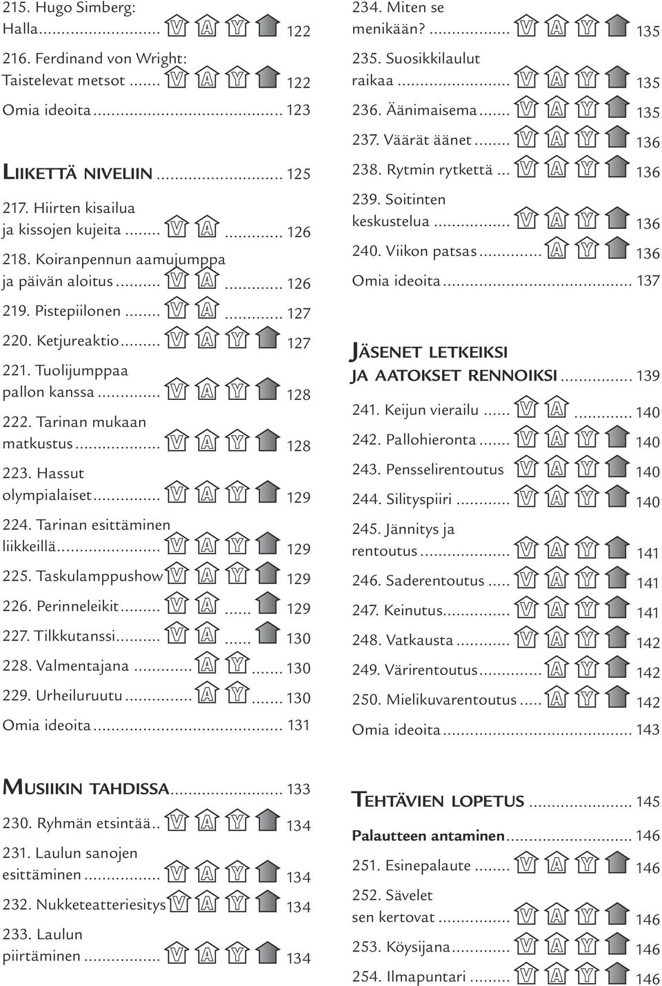 Rytmin rytkettä.......136 239. Soitinten keskustelua.......136 240. Viikon patsas......136 Omia ideoita... 137 219. Pistepiilonen....... 127 220. Ketjureaktio.......127 221.