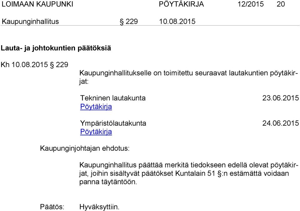 2015 Pöytäkirja Ympäristölautakunta 24.06.