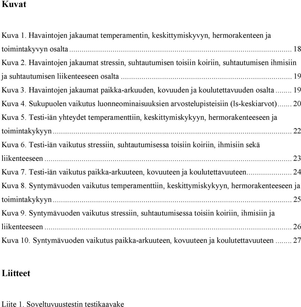 Havaintojen jakaumat paikka-arkuuden, kovuuden ja koulutettavuuden osalta... 19 Kuva 4. Sukupuolen vaikutus luonneominaisuuksien arvostelupisteisiin (ls-keskiarvot)... 20 Kuva 5.