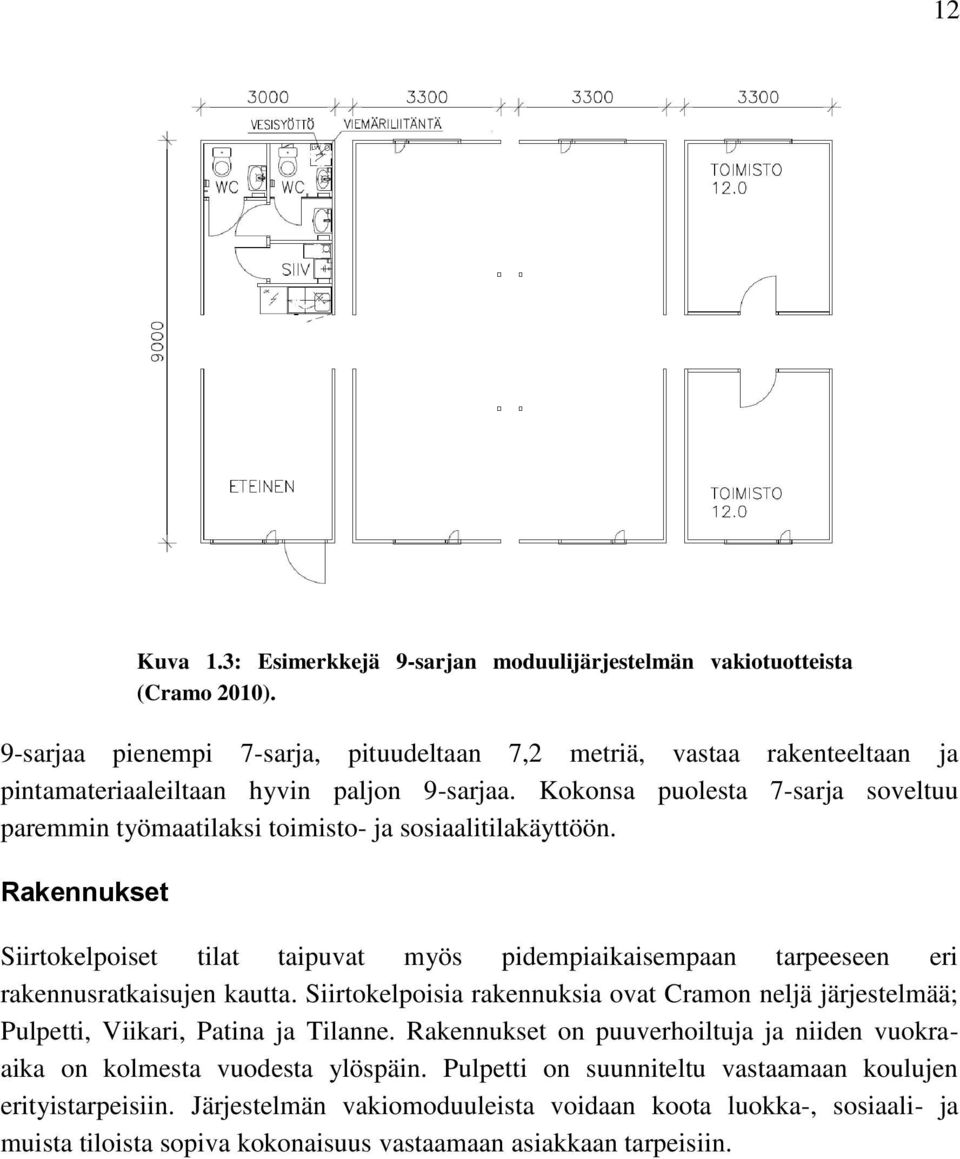 Siirtokelpoiset tilat taipuvat myös pidempiaikaisempaan tarpeeseen eri rakennusratkaisujen kautta. Siirtokelpoisia rakennuksia ovat Cramon neljä järjestelmää; Pulpetti, Viikari, Patina ja Tilanne.