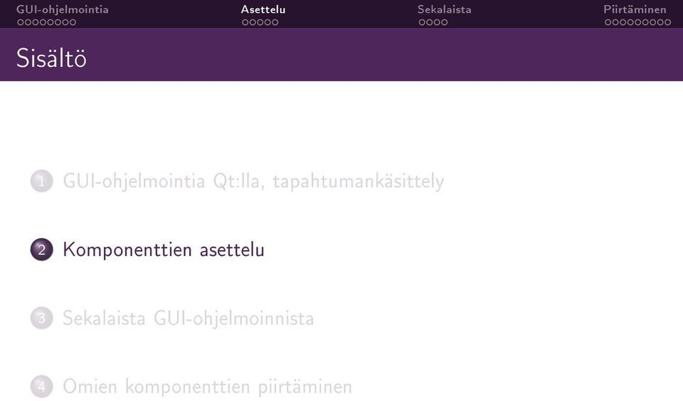 asettelu 3 Sekalaista