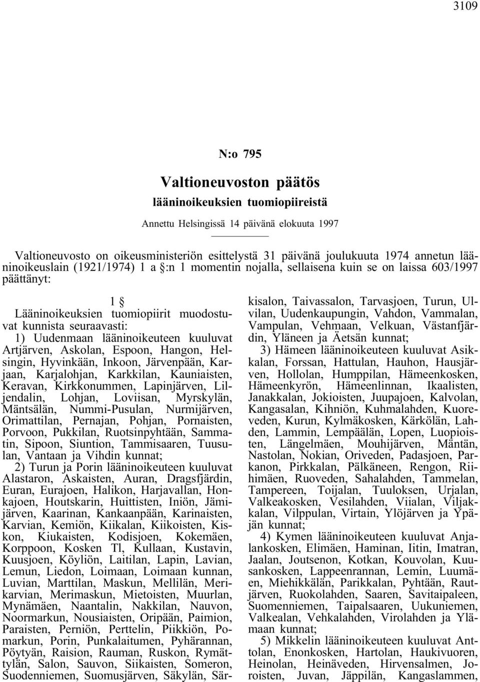 kuuluvat Artjärven, Askolan, Espoon, Hangon, Helsingin, Hyvinkään, Inkoon, Järvenpään, Karjaan, Karjalohjan, Karkkilan, Kauniaisten, Keravan, Kirkkonummen, Lapinjärven, Liljendalin, Lohjan, Loviisan,