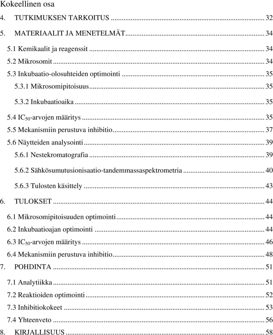 .. 40 5.6.3 Tulosten käsittely... 43 6. TULOKSET... 44 6.1 Mikrosomipitoisuuden optimointi... 44 6.2 Inkubaatioajan optimointi... 44 6.3 IC 50 -arvojen määritys... 46 6.