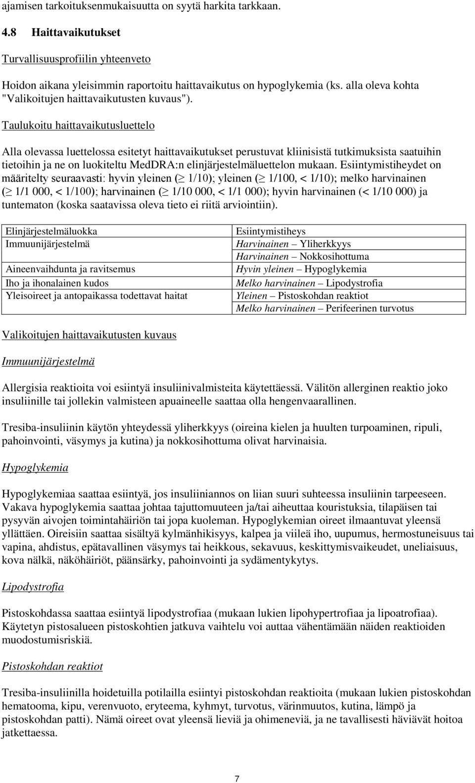 Taulukoitu haittavaikutusluettelo Alla olevassa luettelossa esitetyt haittavaikutukset perustuvat kliinisistä tutkimuksista saatuihin tietoihin ja ne on luokiteltu MedDRA:n elinjärjestelmäluettelon