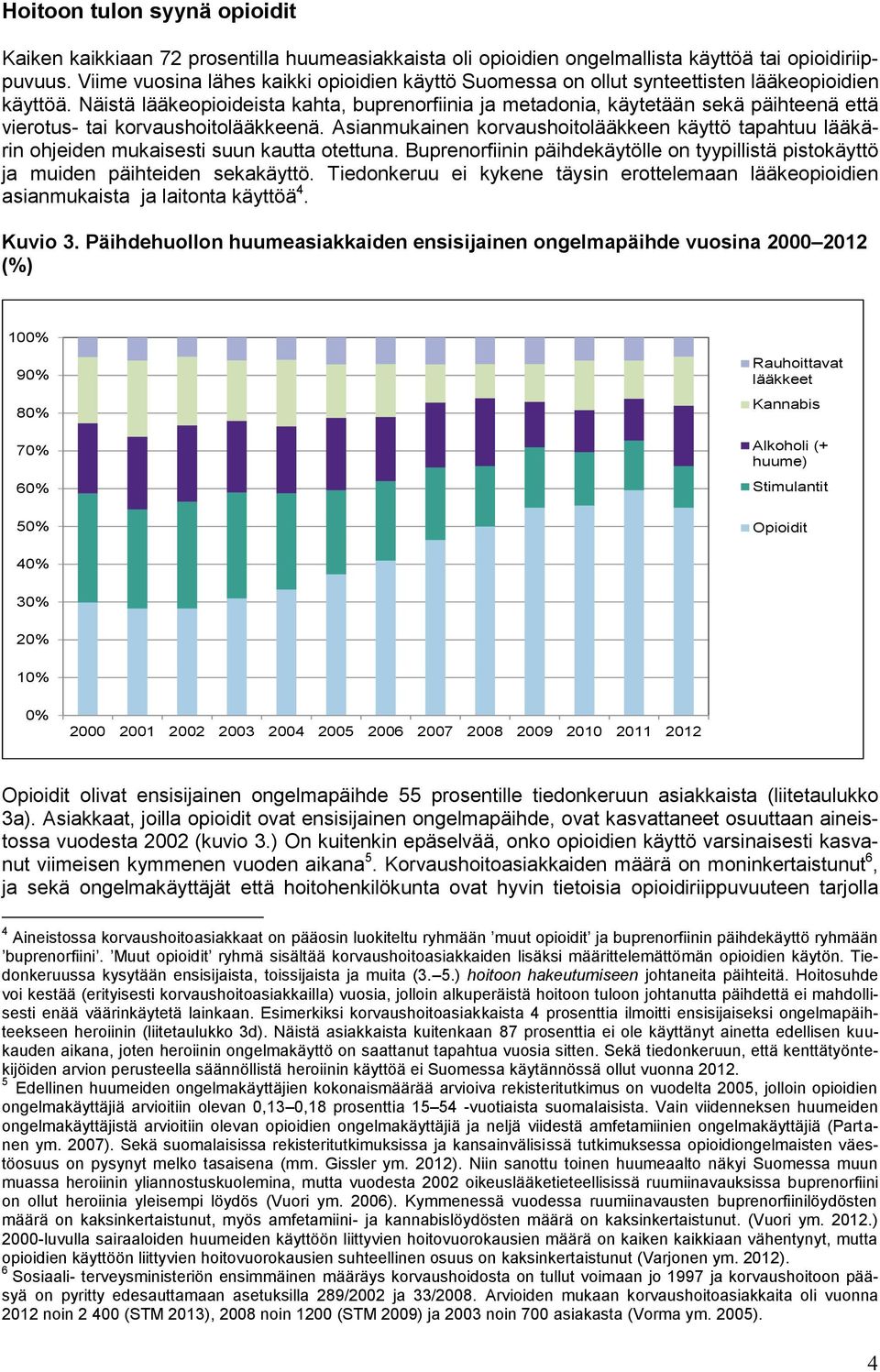 Näistä lääkeopioideista kahta, buprenorfiinia ja metadonia, käytetään sekä päihteenä että vierotus- tai korvaushoitolääkkeenä.