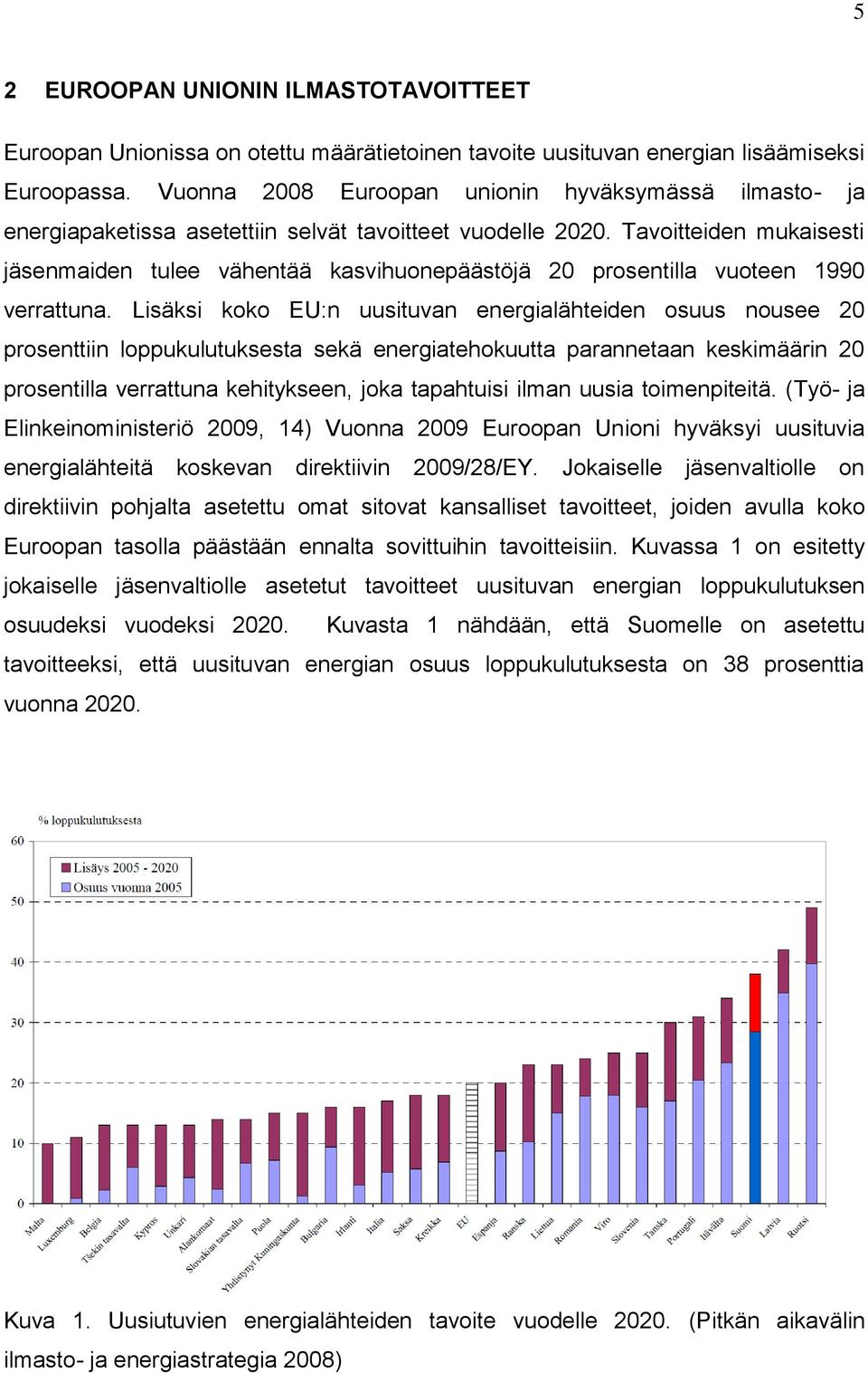 Tavoitteiden mukaisesti jäsenmaiden tulee vähentää kasvihuonepäästöjä 20 prosentilla vuoteen 1990 verrattuna.