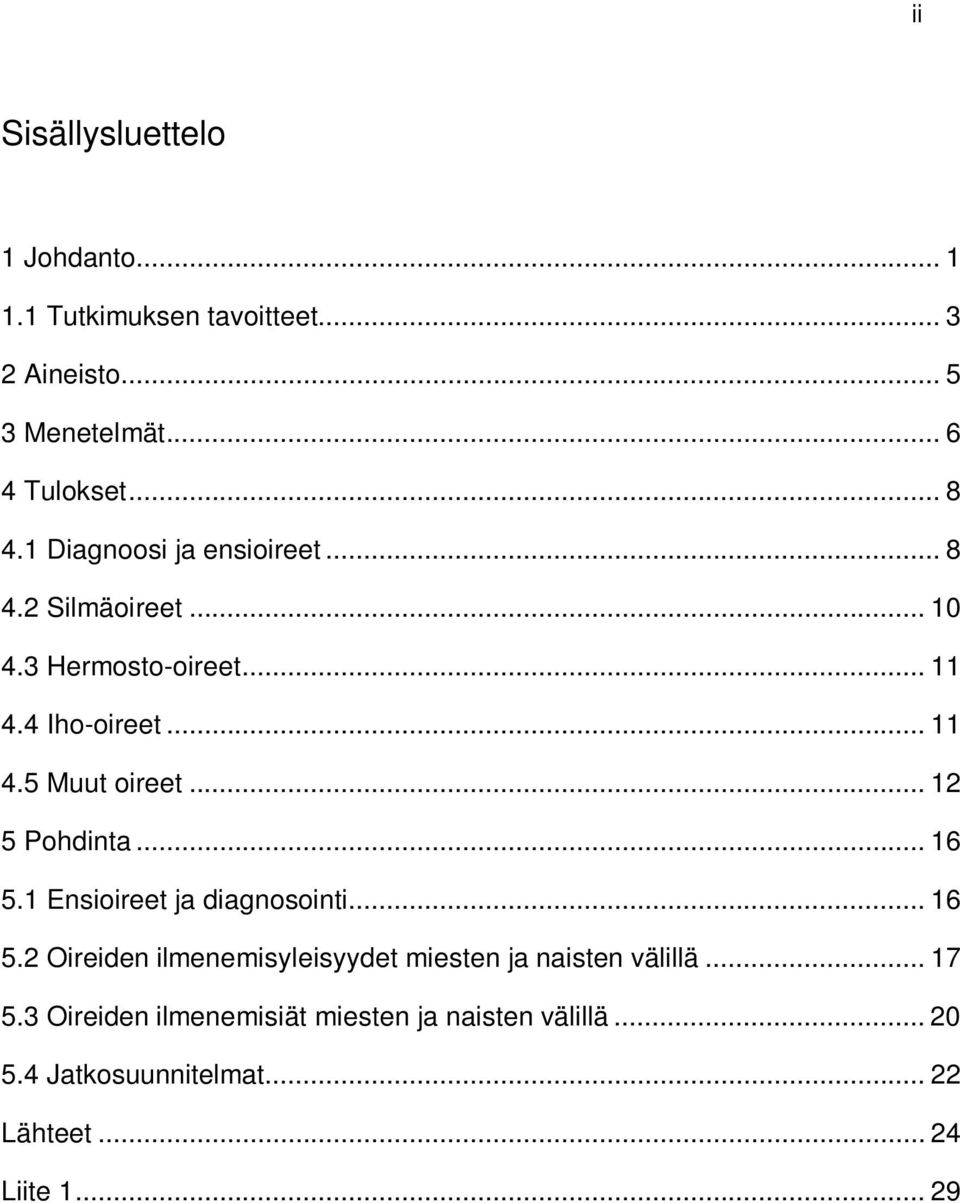 .. 12 5 Pohdinta... 16 5.1 Ensioireet ja diagnosointi... 16 5.2 Oireiden ilmenemisyleisyydet miesten ja naisten välillä.