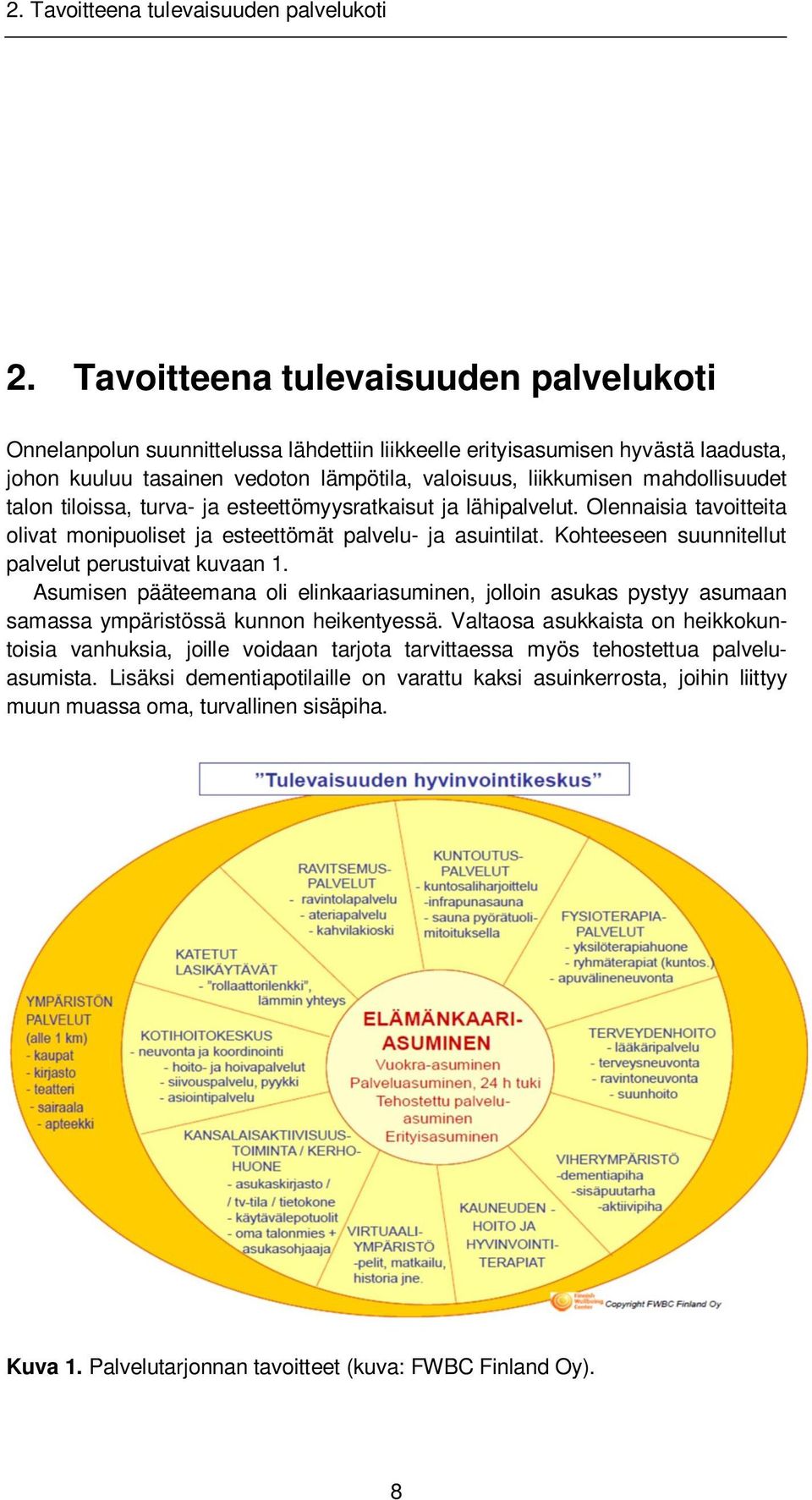 mahdollisuudet talon tiloissa, turva- ja esteettömyysratkaisut ja lähipalvelut. Olennaisia tavoitteita olivat monipuoliset ja esteettömät palvelu- ja asuintilat.