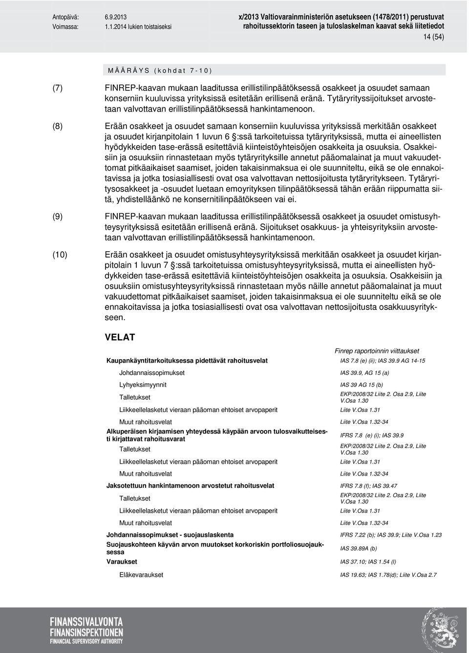 (8) Erään osakkeet ja osuudet samaan konserniin kuuluvissa yrityksissä merkitään osakkeet ja osuudet kirjanpitolain 1 luvun 6 :ssä tarkoitetuissa tytäryrityksissä, mutta ei aineellisten hyödykkeiden