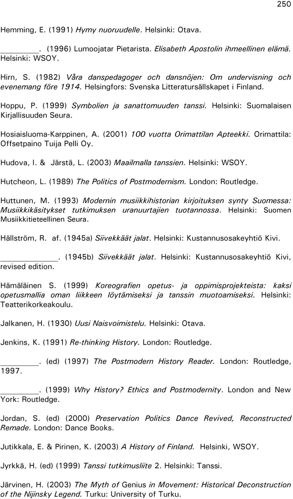 Helsinki: Suomalaisen Kirjallisuuden Seura. Hosiaisluoma-Karppinen, A. (2001) 100 vuotta Orimattilan Apteekki. Orimattila: Offsetpaino Tuija Pelli Oy. Hudova, I. & Järstä, L.