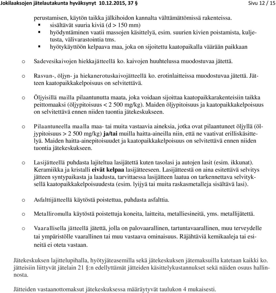 hyötykäyttöön kelpaava maa, jka n sijitettu kaatpaikalla väärään paikkaan Sadevesikaivjen hiekkajätteellä k. kaivjen huuhtelussa mudstuvaa jätettä. Rasvan-, öljyn- ja hiekanertuskaivjätteellä k.