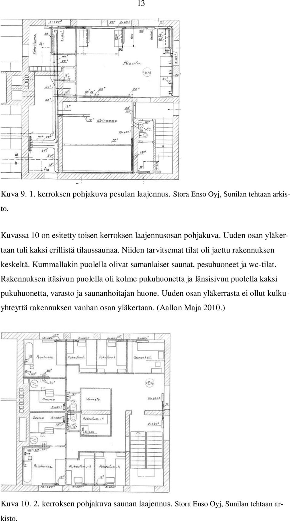 Kummallakin puolella olivat samanlaiset saunat, pesuhuoneet ja wc-tilat.