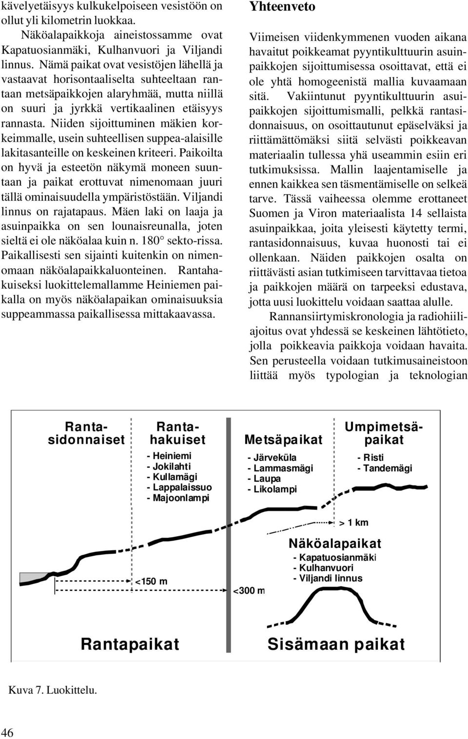 Niiden sijoittuminen mäkien korkeimmalle, usein suhteellisen suppea-alaisille lakitasanteille on keskeinen kriteeri.