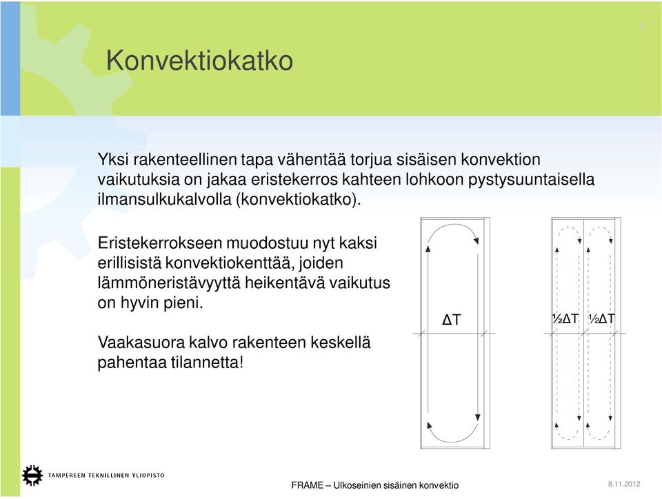 Eristekerrokseen muodostuu nyt kaksi erillisistä konvektiokenttää, joiden lämmöneristävyyttä