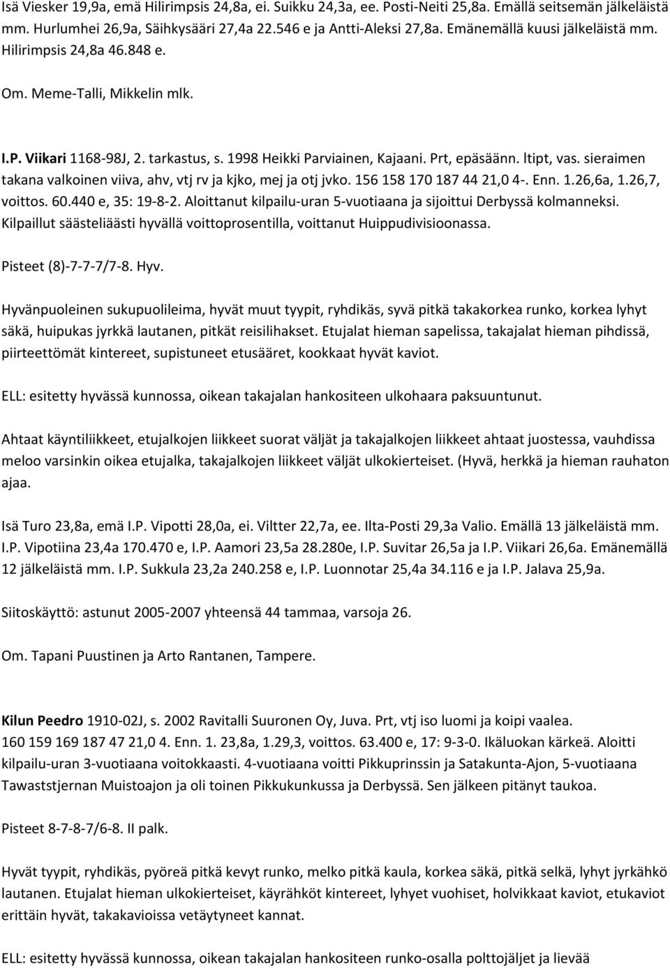 sieraimen takana valkoinen viiva, ahv, vtj rv ja kjko, mej ja otj jvko. 156 158 170 187 44 21,0 4. Enn. 1.26,6a, 1.26,7, voittos. 60.440 e, 35: 19 8 2.