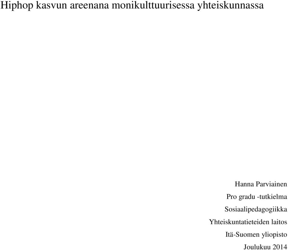 -tutkielma Sosiaalipedagogiikka