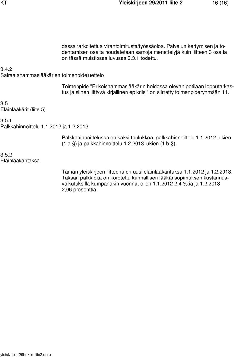 Toimenpide Erikoishammaslääkärin hoidossa olevan potilaan lopputarkastus ja siihen liittyvä kirjallinen epikriisi on siirretty toimenpideryhmään 11.