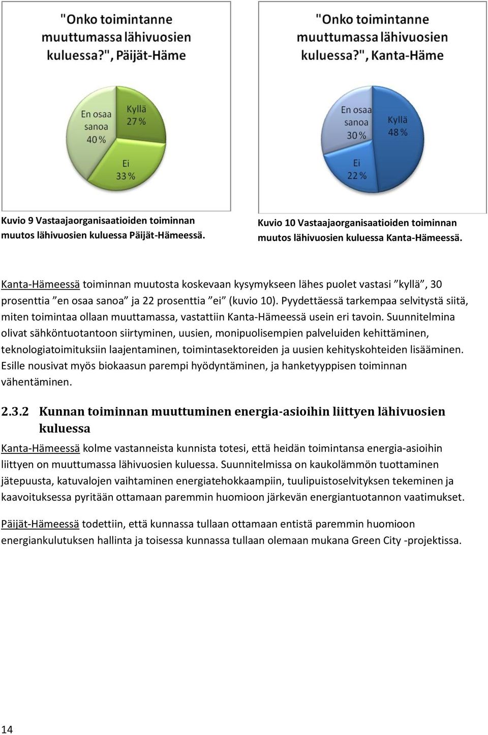 Pyydettäessä tarkempaa selvitystä siitä, miten toimintaa ollaan muuttamassa, vastattiin Kanta-Hämeessä usein eri tavoin.