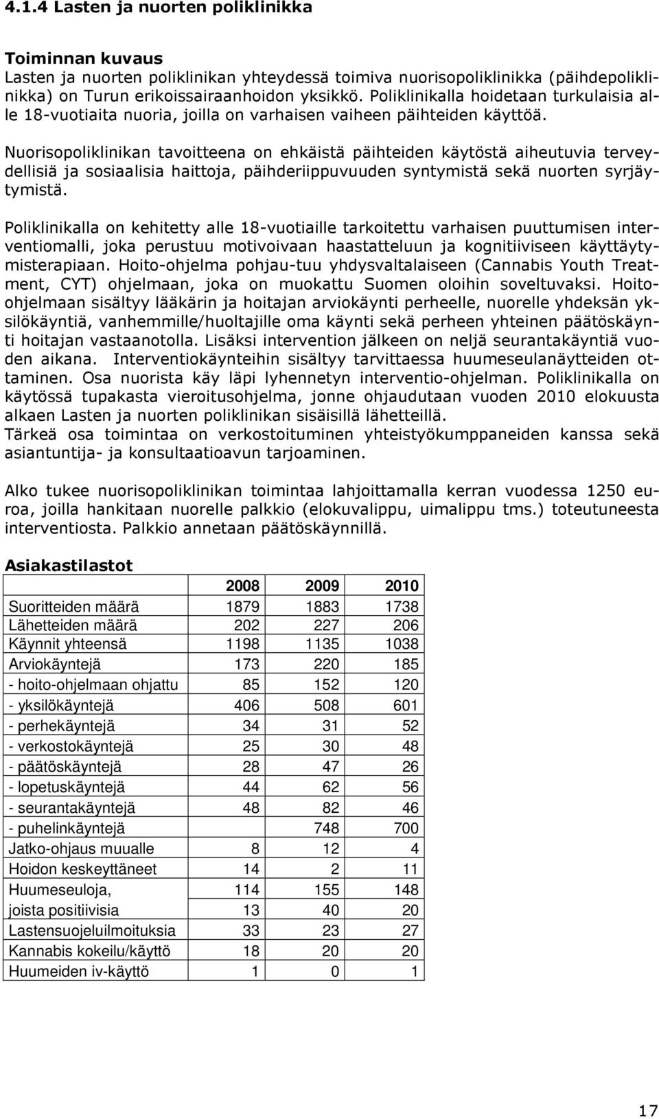 Nuorisopoliklinikan tavoitteena on ehkäistä päihteiden käytöstä aiheutuvia terveydellisiä ja sosiaalisia haittoja, päihderiippuvuuden syntymistä sekä nuorten syrjäytymistä.