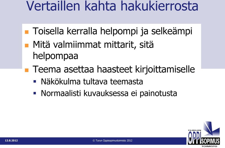 helpompaa Teema asettaa haasteet kirjoittamiselle