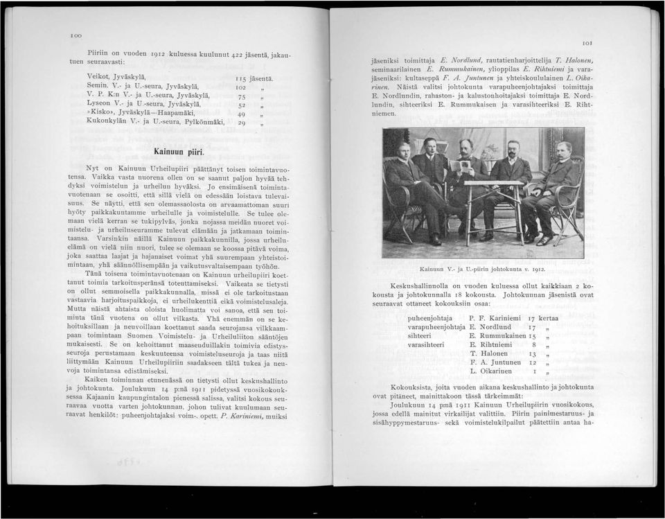 Halonen, seminaarijainen E. Rum'mukainen, ylioppilas E. Rihtm'e1tIt' ja varajäseniksi: kultaseppä F. A. Juntunen ja yhteiskoull1lainen L. Oikarinen.