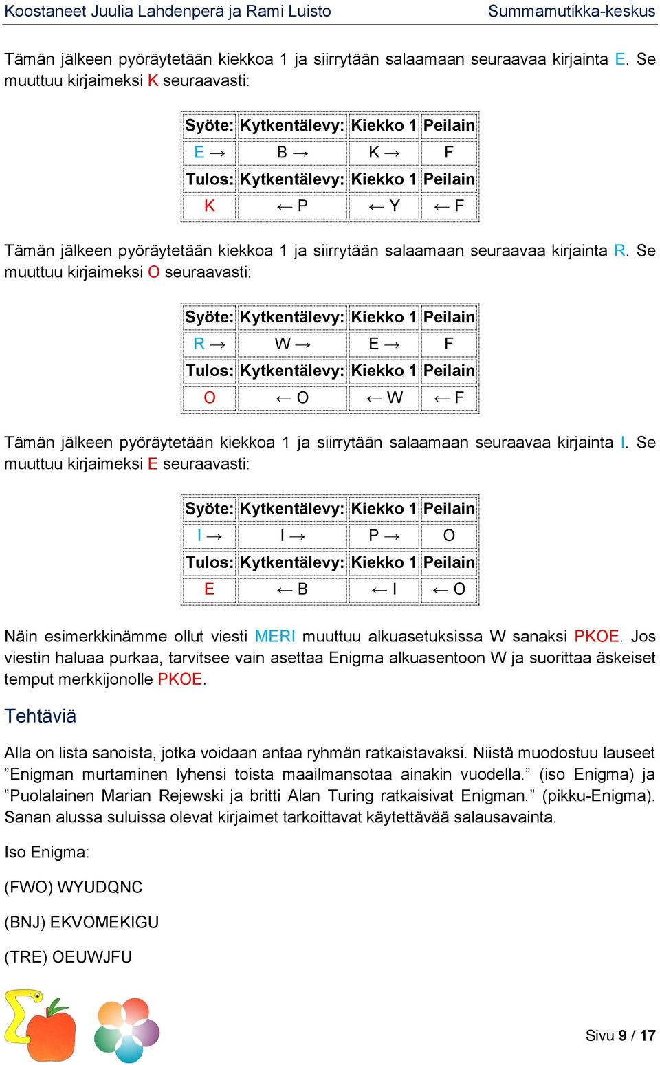 seuraavaa kirjainta R.