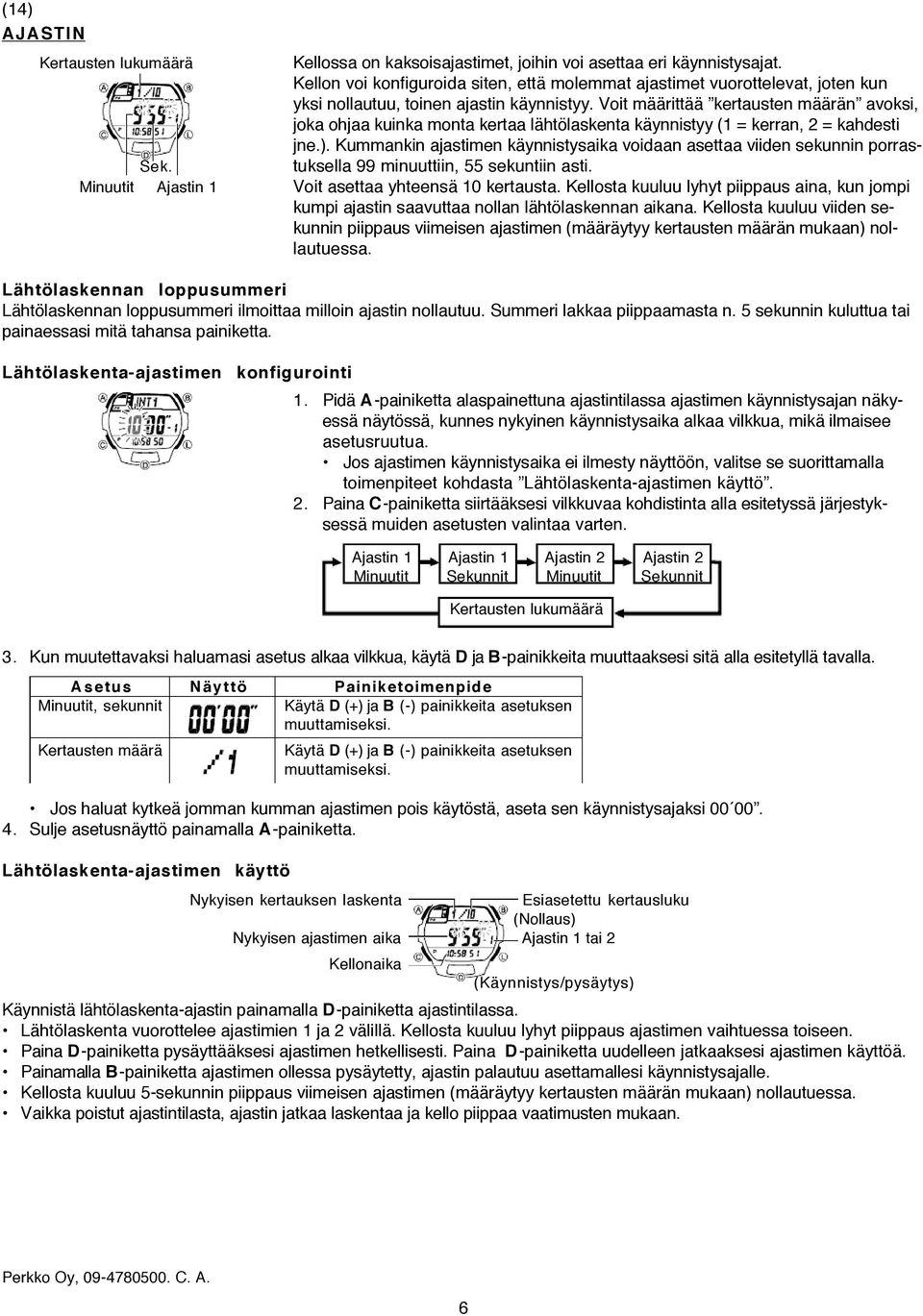Voit määrittää kertausten määrän avoksi, joka ohjaa kuinka monta kertaa lähtölaskenta käynnistyy (1 = kerran, 2 = kahdesti jne.).