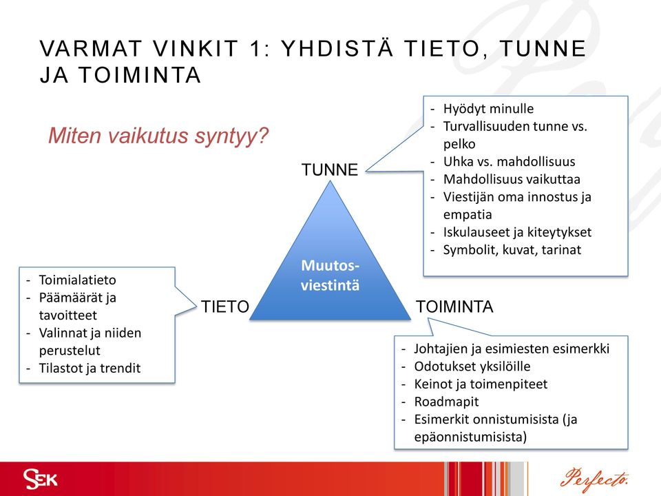 minulle - Turvallisuuden tunne vs. pelko - Uhka vs.