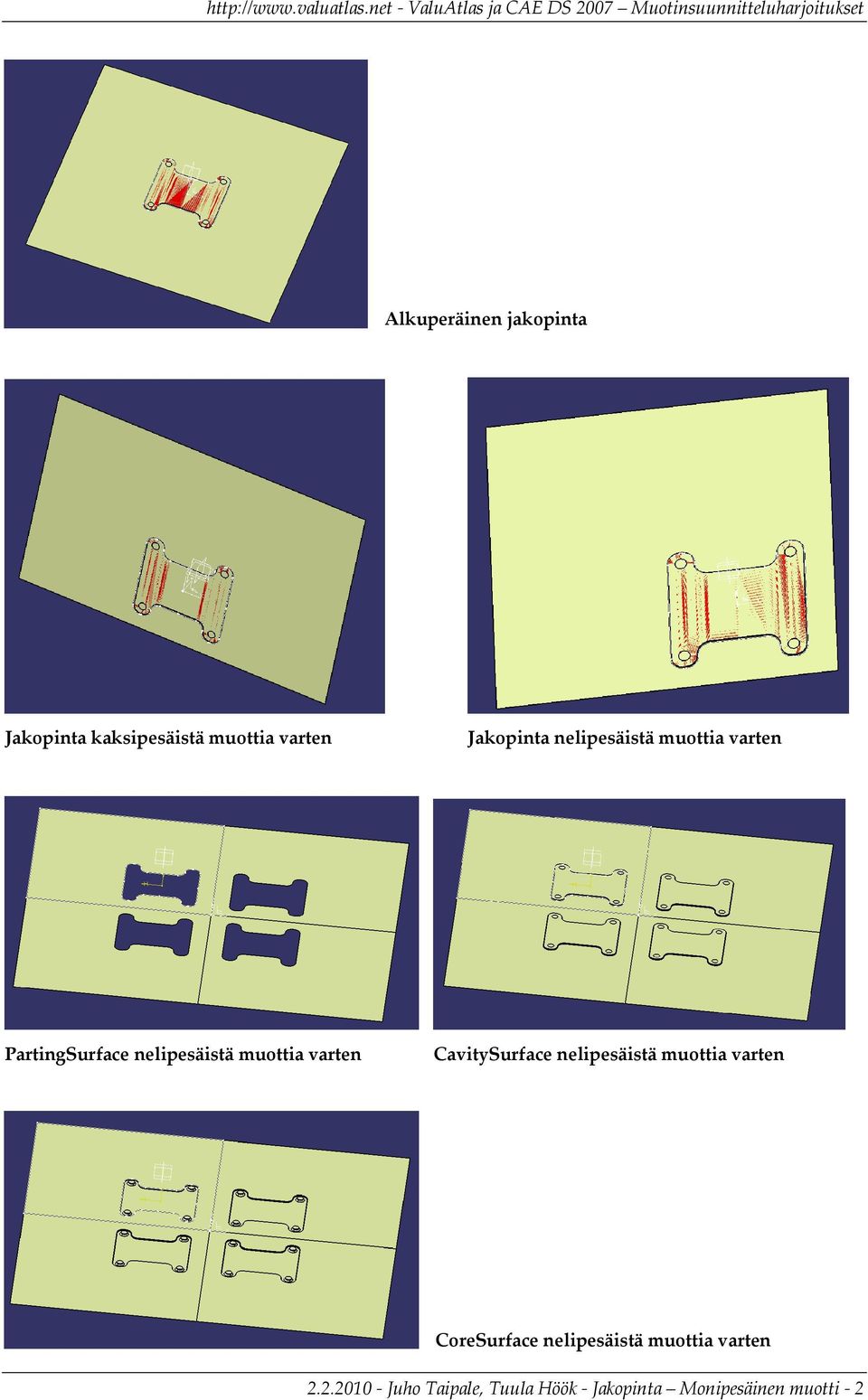 CavitySurface nelipesäistä muottia varten CoreSurface nelipesäistä