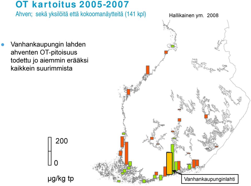 2008 Vanhankaupungin lahden ahventen OT-pitoisuus